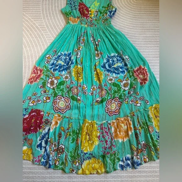 Anthropologie Me 2 Magic Floral Maxi Dress Tropical Resort-wearViscose M Summer - Picture 8 of 12